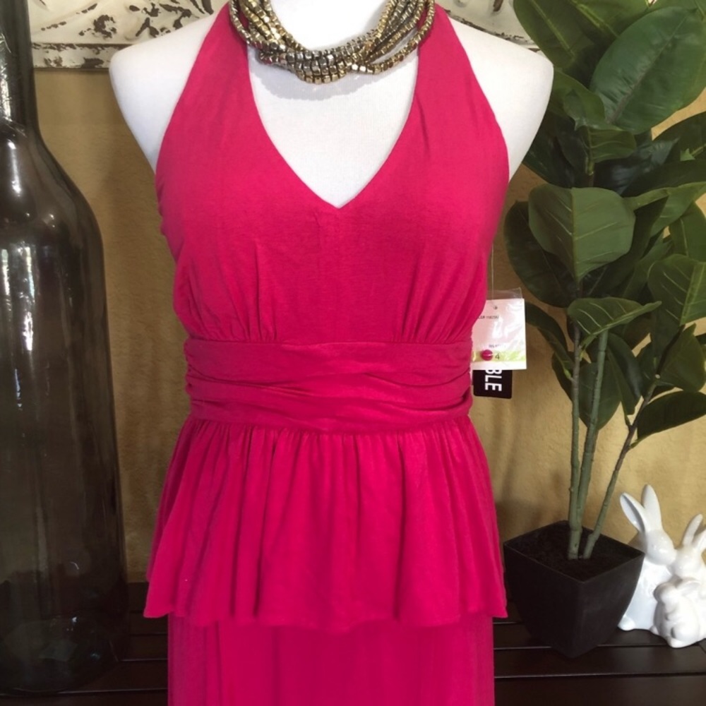 NWT J. Taylor Pink Peplum Summer Maxi Dress 4